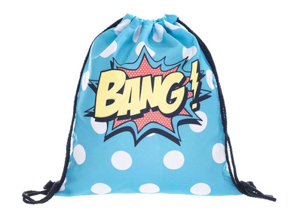 Quality Folding 39*30cm Girls Drawstring Book Bag Printed For School for sale