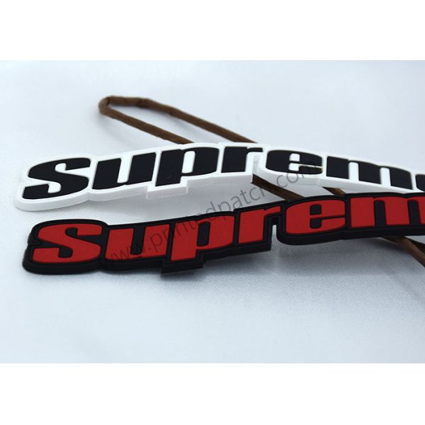 Embossed PVC Rubber Label Silicone Supreme T Shirt Label Flat Color Separation
