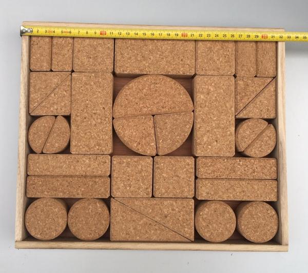 Quality Hot Sale 32PCS/55PCS Nature Cork Toy Block Set, Customized Size for sale