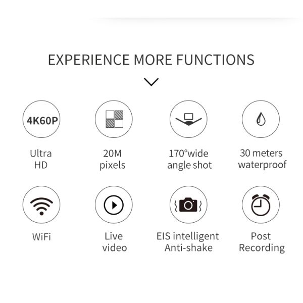 2.4G 4K Ultra HD Action Camera Waterproof EIS Touch Screen Support 170 Degree