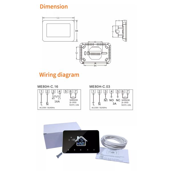 Google Alexa Wifi Smart Thermostat Touch Panel Wireless For Electric Floor Heating