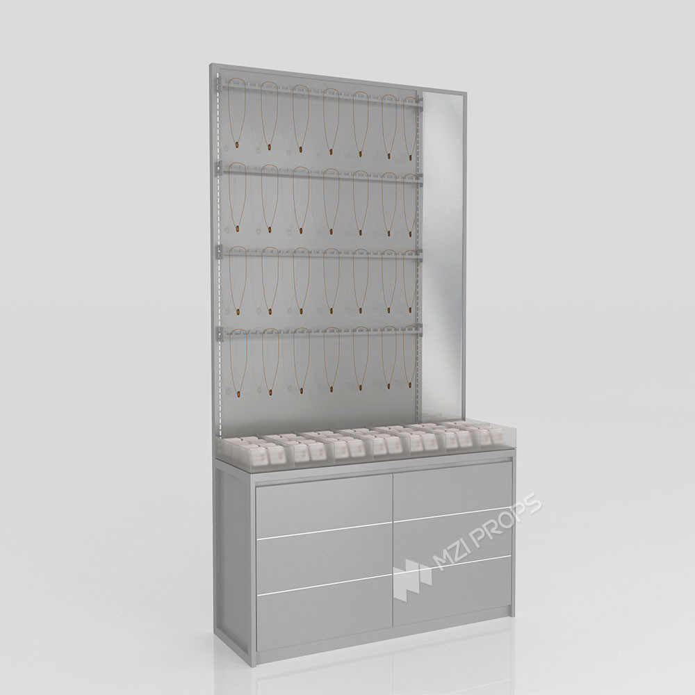 GDR08-SP03 Retail Display Shelf with Hanging Rods and Hooks for Versatile Display Options in Cosmetics Retail Stores