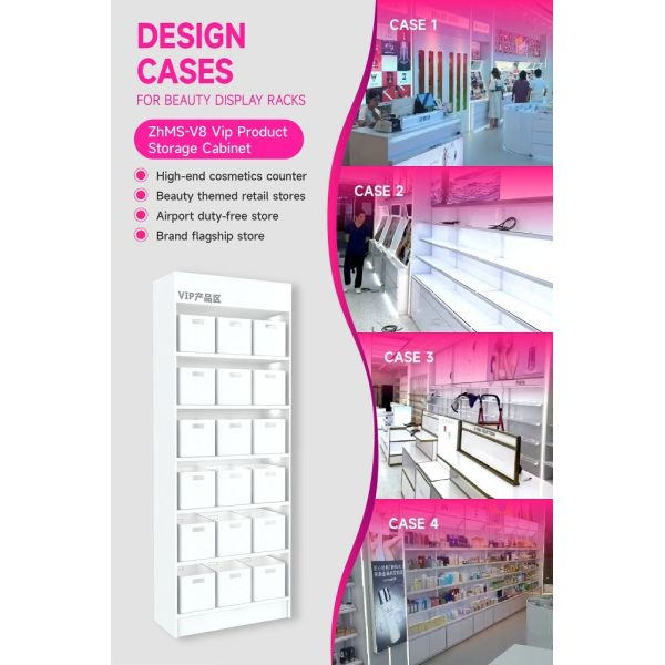 ZhMS-V8 Adjustable Height Vip Product Storage Cabinet with White Acrylic Edges