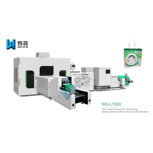 Ultrasonic Non Woven Carry Bags Manufacturing Machine With Online Handle Attach