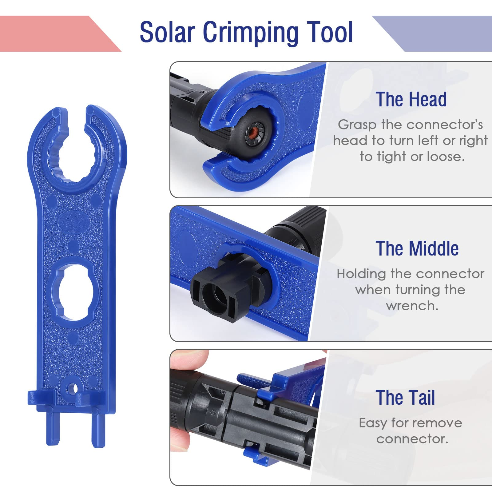 Practical Ergonomic MC4 Crimping Tool Kit , Portable MC4 Connector Crimping Tool