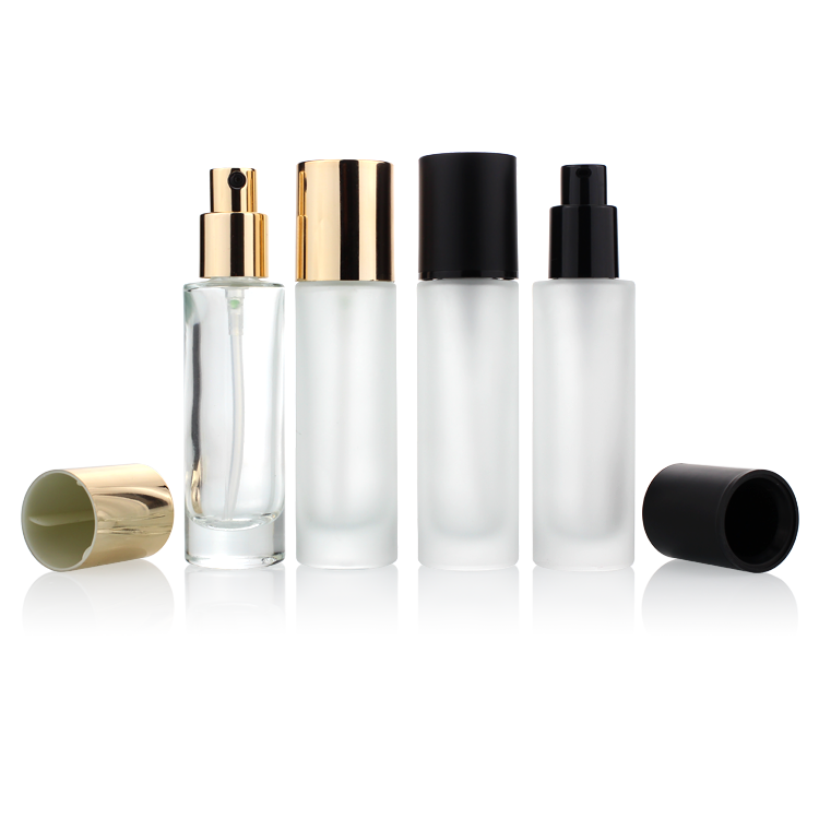 Custom Empty Foundation Bottle 30ml For Makeup Packaging With Black Cap And Pump