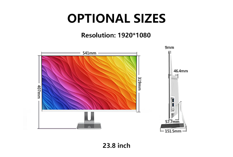 21.5 23.8 Inch Core I3 I5 I7 Business Desktop All In One Computer Pc for Windows 10 OS