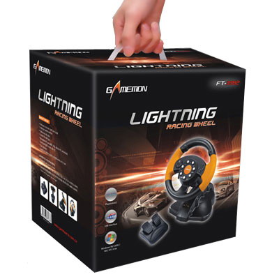 Red / Green Wired USB Video Game Steering Wheel With Vibration