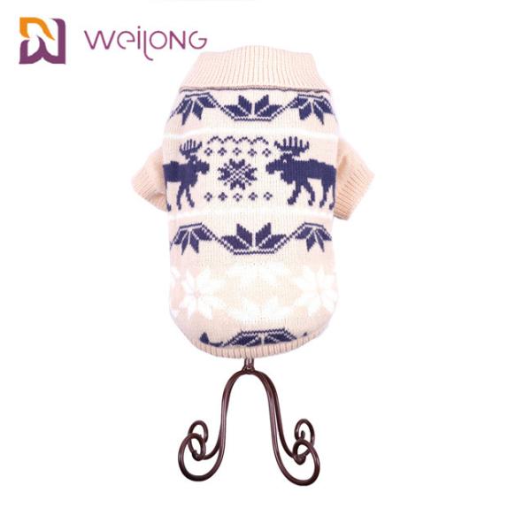 Quality Fall And Winter Snowflake Argyle Knitted Dog Sweater Customized for sale