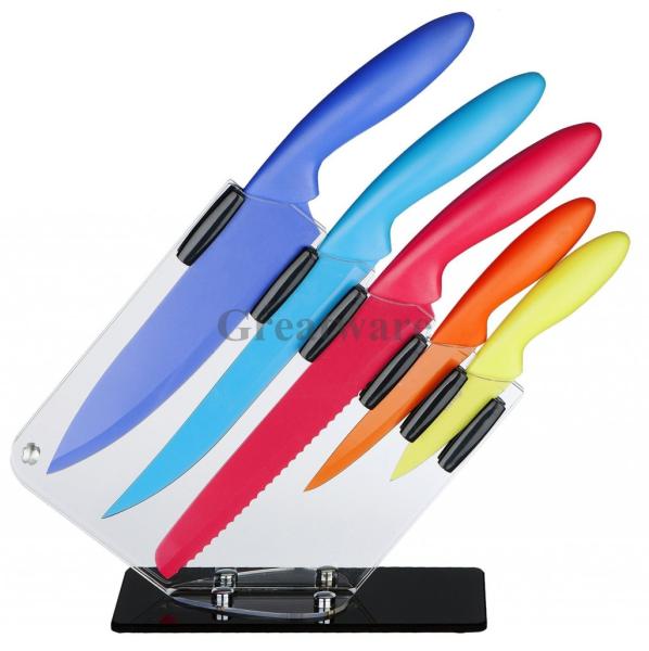 Quality 5 Piece Multi Colored Kitchen Knife Set for sale