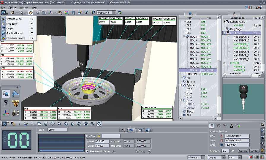 Mold Industry 3D Coordinate Measuring Machine Powerful Software 0.1 um Resolution