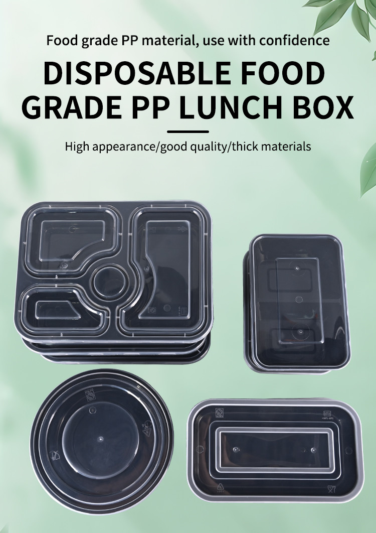 Rectangular 1000ml Microwavable Disposable PP Food Container with Lid