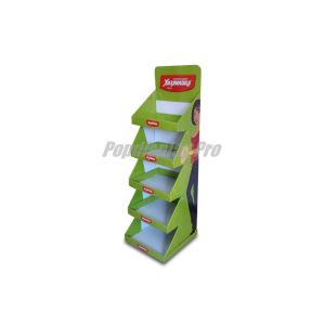 China Lightweight Green Cardboard Retail Display Stands Durable 2 Wedged Sides on sale