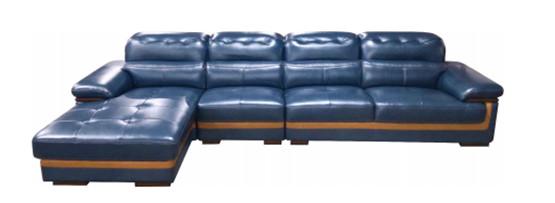 Quality Blue Leather Sectional Sleeper Sofa Leather Reclining Sectional Couch With Recliner for sale