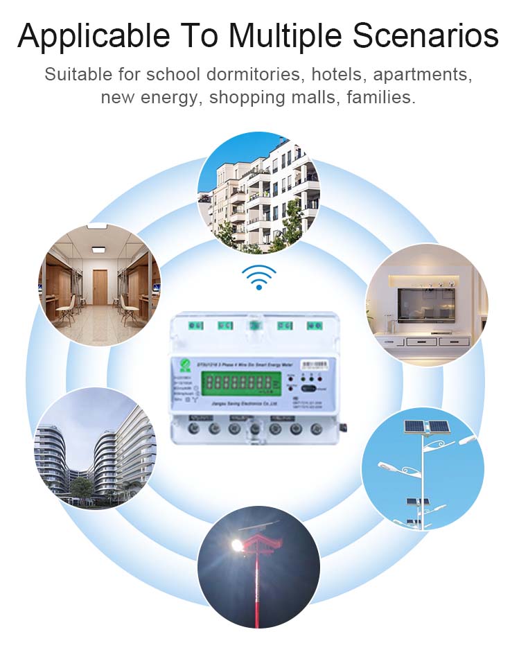 Api Programmable Three Phase Prepaid Energy Meter Wifi 3 Phase Din Rail Meter 63a