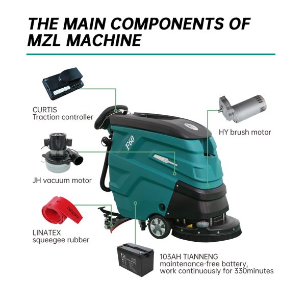 500W Commercial Walk Behind Floor Scrubber Mop Machine ECO Mode Custom