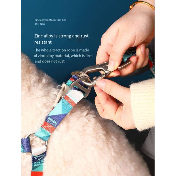 Pet Printed Harness Polyester Leash Set For Medium And Large Dogs