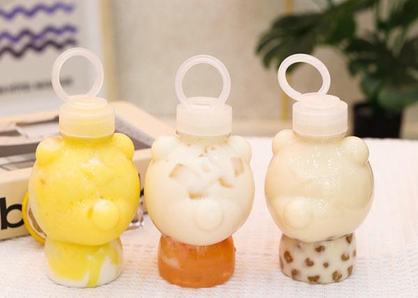 Quality Pull Ring Cover Milk Tea Bottles 400ml Squeezable Juice Bottles for sale