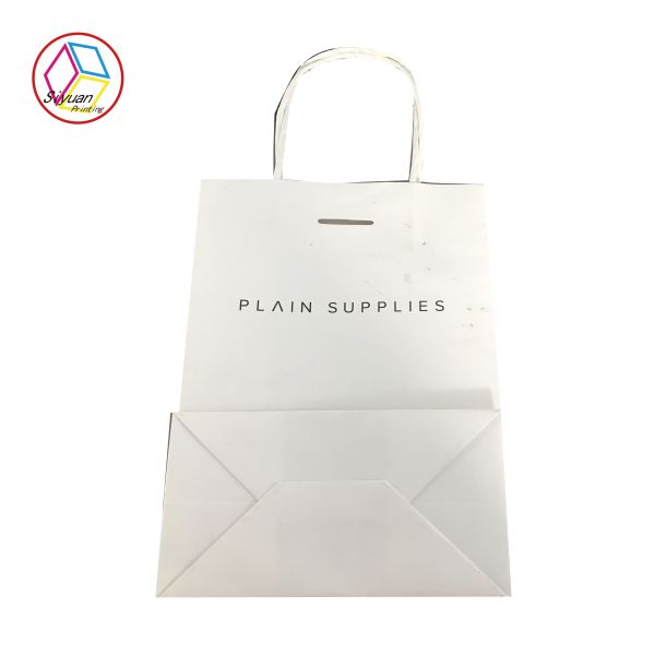 Boutique White Printed Paper Bags Surface Technology Color Printing