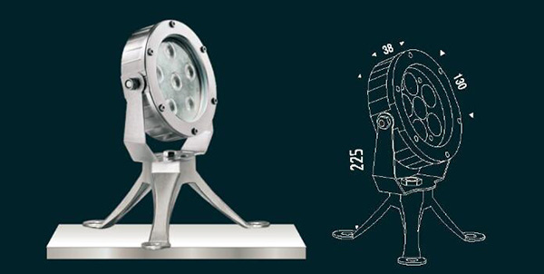 All Size LED Underwater Lights 5mm Tempered Glass With 316 SS Tripod 12V / 24V