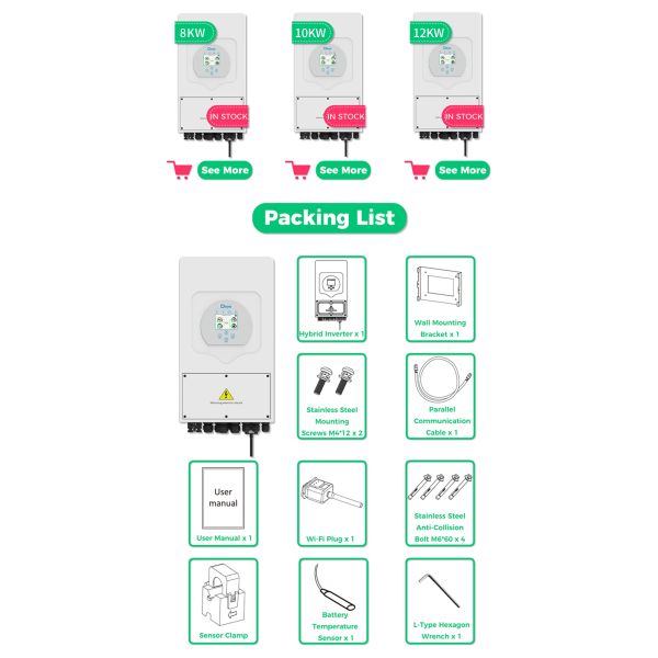 Low Frequency DC/AC Solar Panel Power System Deye 8 KW Deye SUN-8K-SG01LP1-EU Deye 8KW Inverter for Home Use
