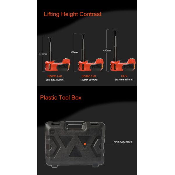 DINSEN 3 in 1 multifunctional 12v electric hydraulic jack ,inflator pump and light.