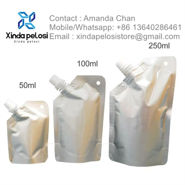 Aluminum Foil Nozzle Bag Food Packaging Custom Stand Up Pouch For Milk Drinks Milk Tea Jelly Tea