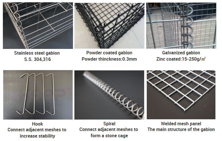 2x0.2x2m Galvanized 6mm Dia Welded Mesh Gabion Fence Wall