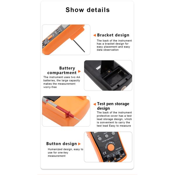Handheld Smart Auto Range Digital Multimeter Continuity Test Anti Burning