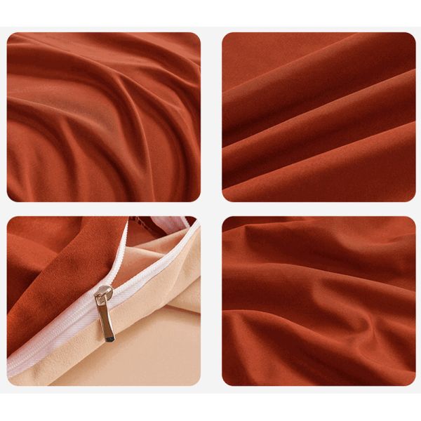Contrast Color 4 Pcs Microfiber Bedding Set Solid Green Duvet Cover for King Size Bed