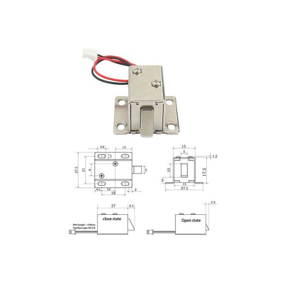 Small DC 12V Electromagnetic Cabinet Lock 4mm Open Frame Solenoid For Window
