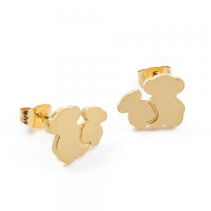 China Double Cute Bear Gold Or Silver Earring For Girl Corrosion Resistance on sale