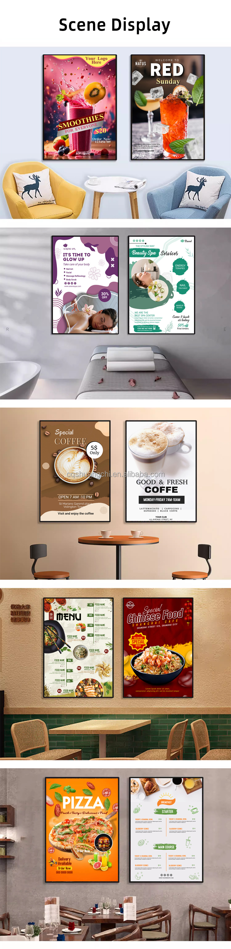 Wall Mount Installation A1 A2 A3 A4 LED Light Box for Illuminated Advertising Display