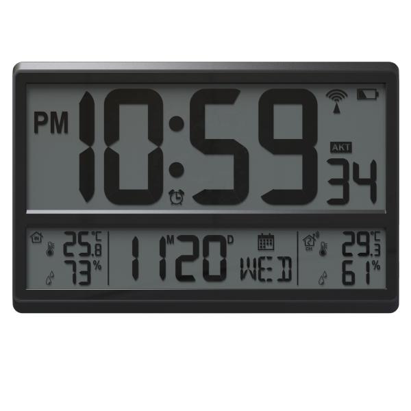 Quality Modern Design Digital Wall Clock with Indoor and Outdoor Temperature Monitoring for sale