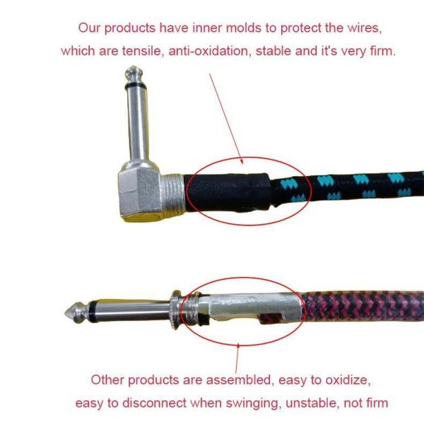 Noiseless Electric Guitar Cable with Custom Connector and Bare Copper Wire for Professional Audio Instruments