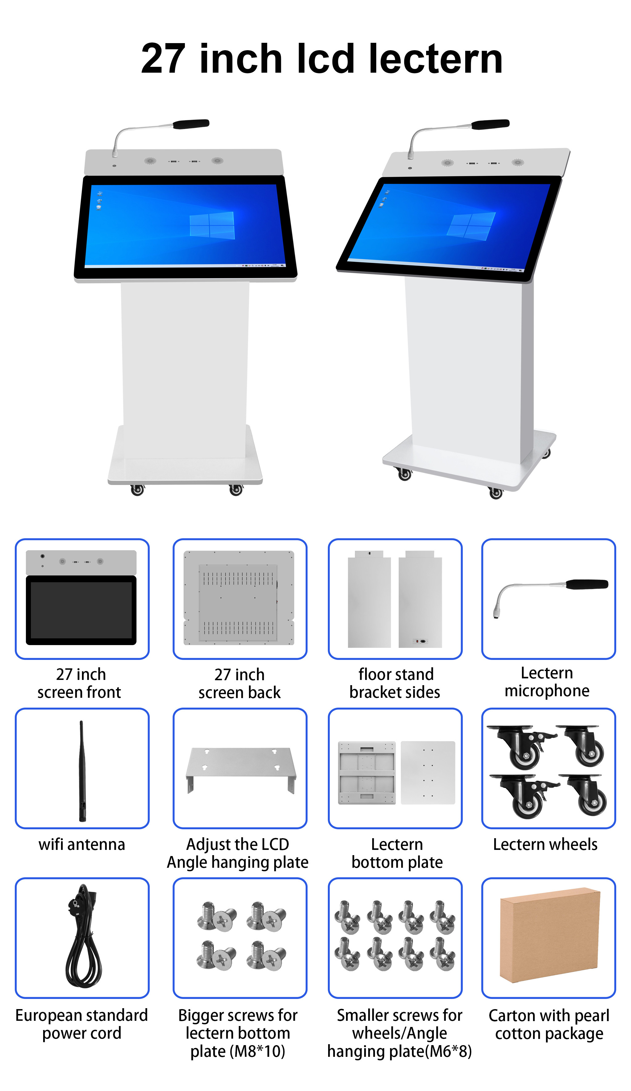 School Classroom Smart Digital Podium Lectern With Microphone And Speaker