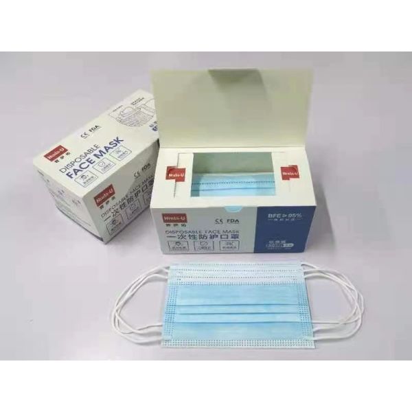 Flat Disposable 3 Layer Mask Disposable Protective Face Mask Blue Home Use YY0969-2013 Standard