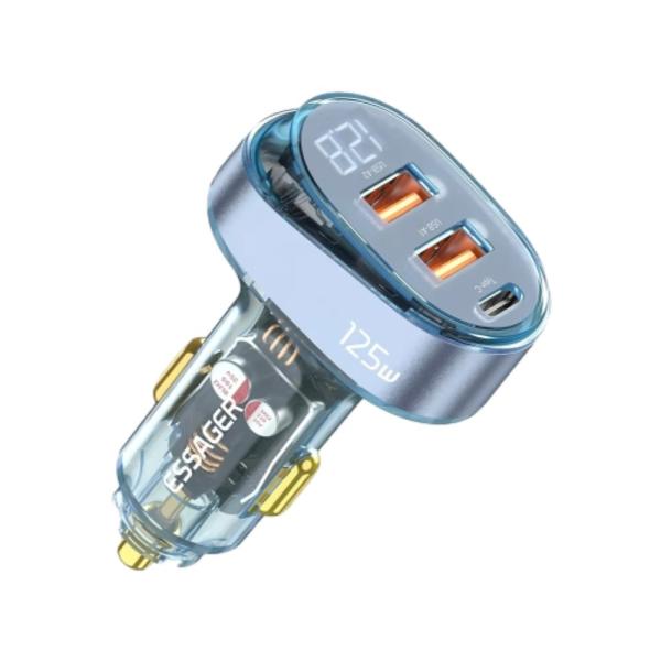 Quality Official Store Digital Display Car Chargers 125W Transparent with 1 Type-C 2 USB-A for sale