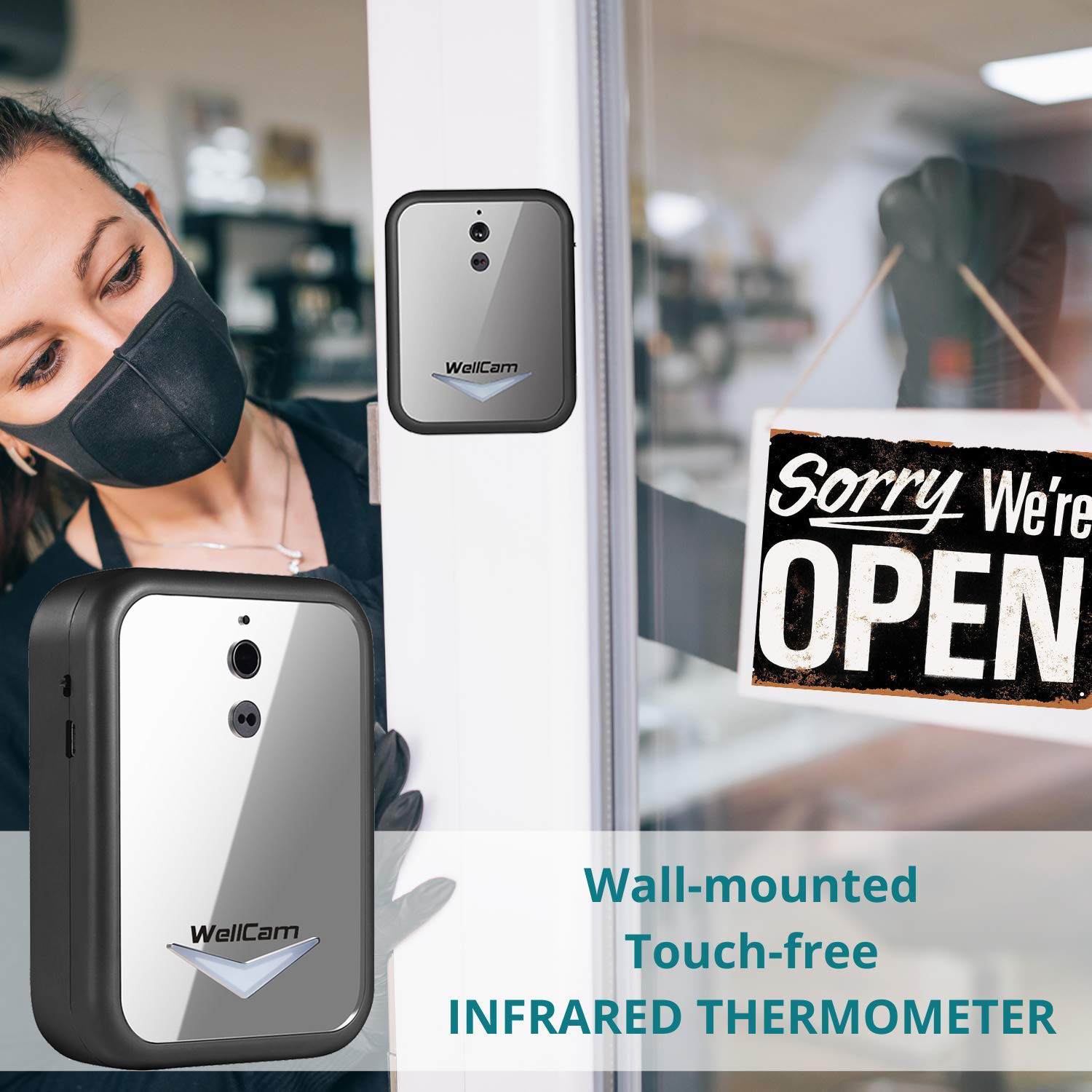 Mirror Facial Recognition Temperature Scanner Self Checking For Office Area