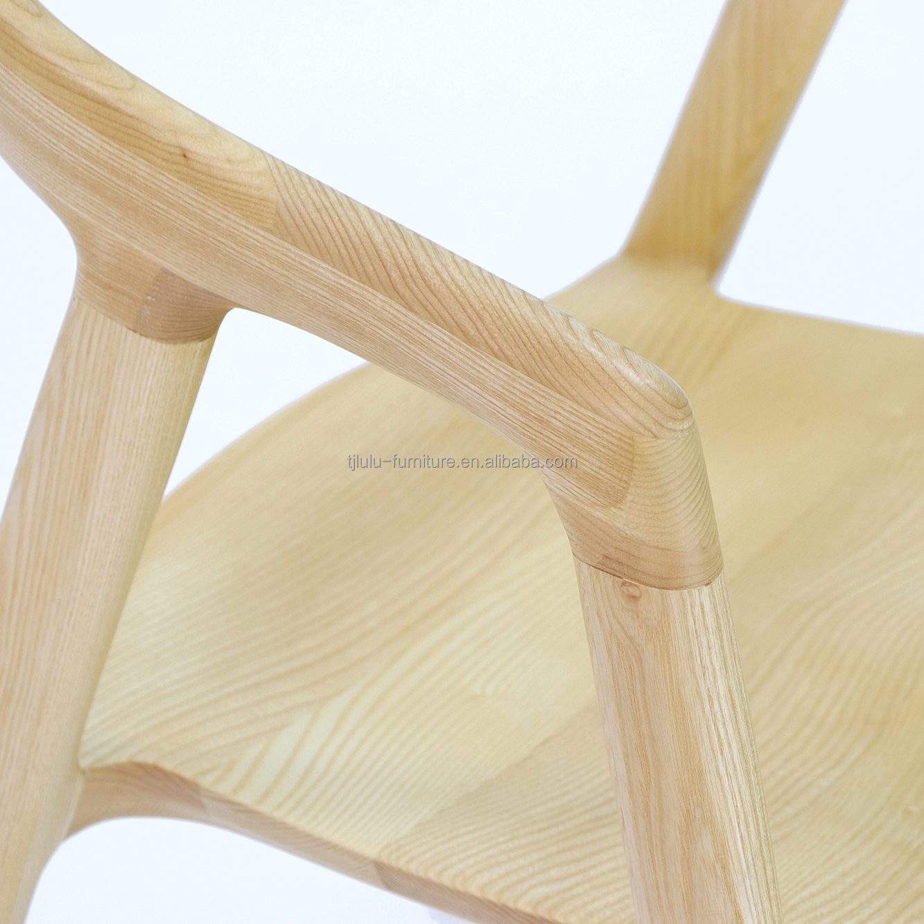 Modern Nordic Style Restaurant Wooden Armchair Design Solid Ash Wood Dining Chairs with Home Furniture and Mail Packing