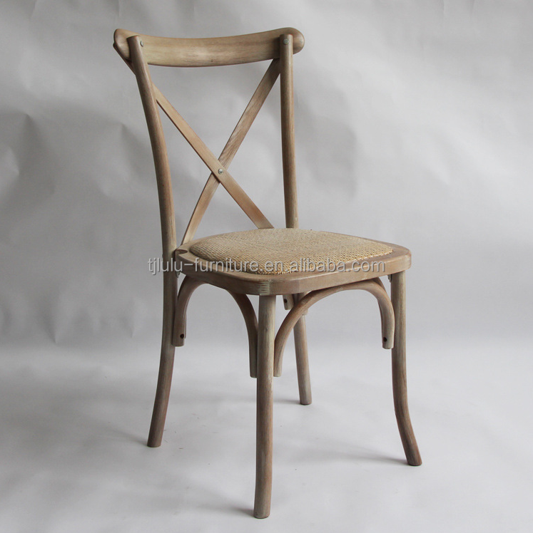 Folded Nordic Modern Rattan Cross Back Solid Wood Wedding Wooden Chair for Banquet Y Mail Packing