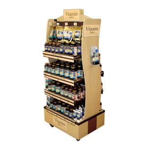 Buy cheap Custom Vitamin Products Display Stand Floorstanding Wooden Display Shelf for Drug Store product