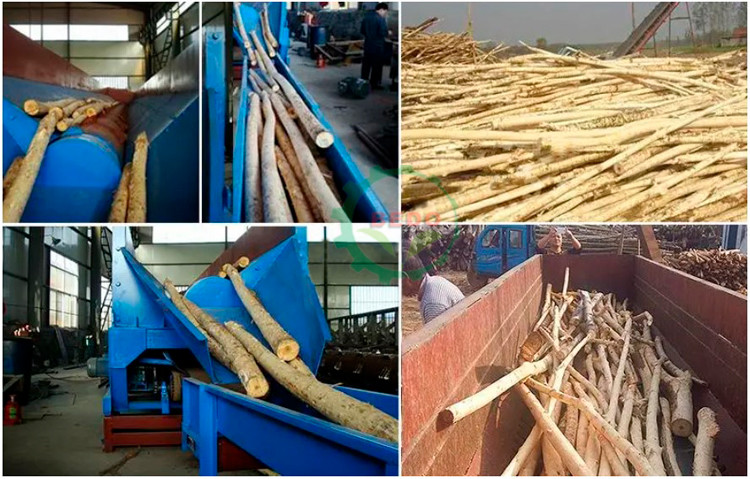 6M Double Roller Timber Tree Peeling Machine Wood Debarking Machine