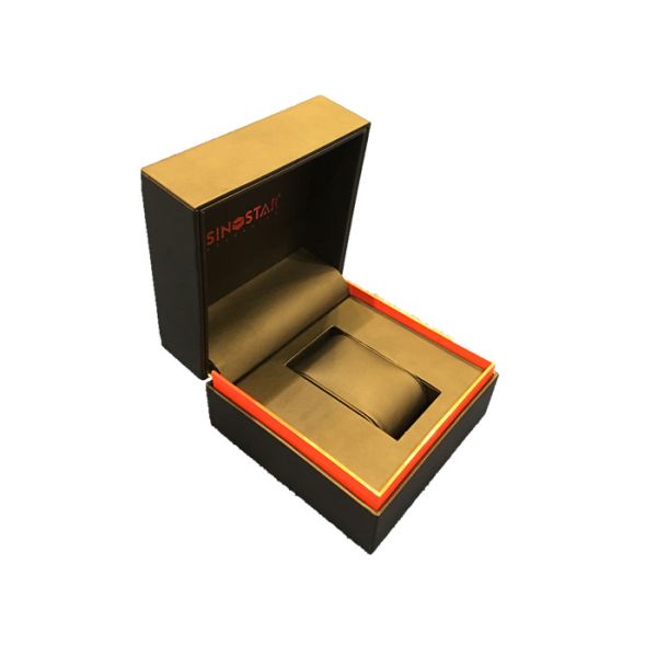 Single Twist Black Plastic Watch Box High Glossy Durable Presentation Gift