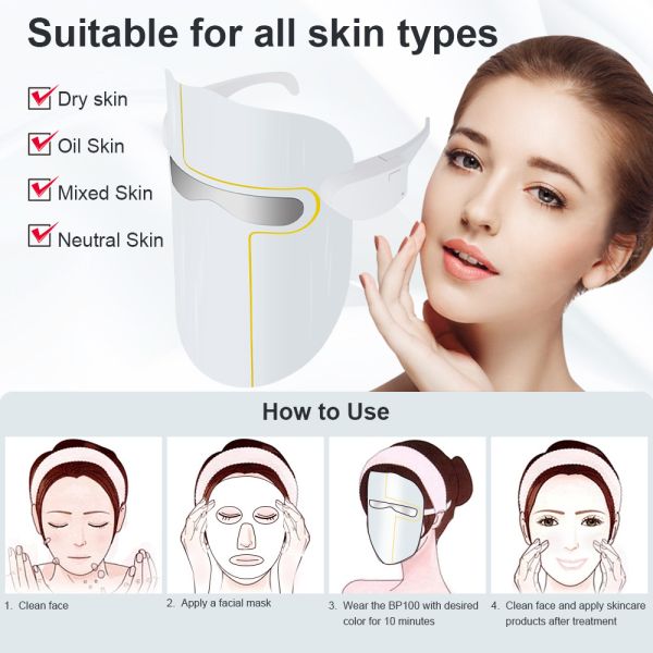 Rechargeable Red Blue Light Face Mask LED Therapy For Ance / Anti Aging