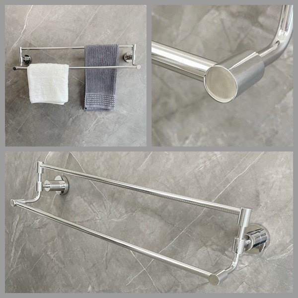 630mm Double Bathroom Towel Bars Satin Polished Nickel Hand Towel Bar