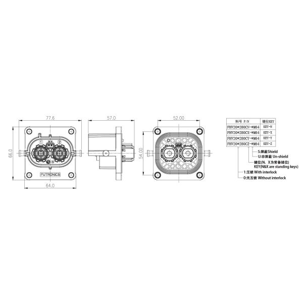 1000V DC Battery Connection Cables , IP6K9K High Voltage Connector Cable