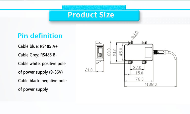 RS485 Output Industrial Control Laser Distance Measurement Sensor Lidar for Garbage Can Overflow Monitoring