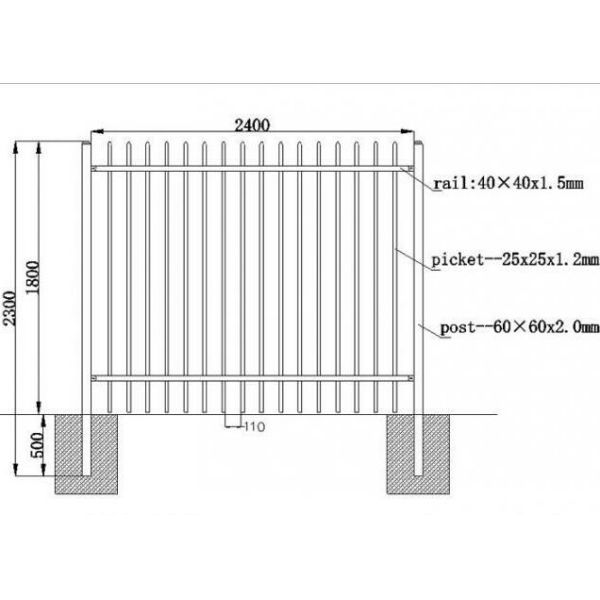 Australia standard black garrison spear tubular steel fence