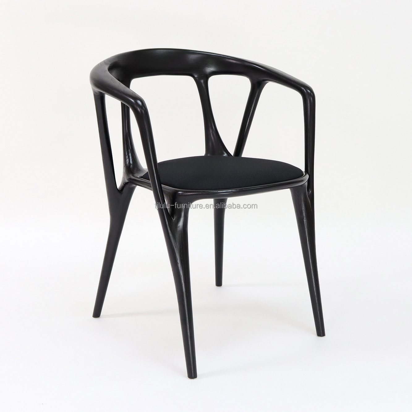 Wood Frame Fabric Armchair for Nordic Style Hotel Restaurant Dining Room Furniture Living Room Bedroom